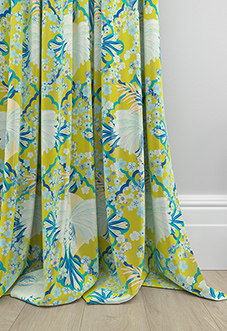 Faded Glamour, China Blue Chartreuse - Made To Measure Curtains